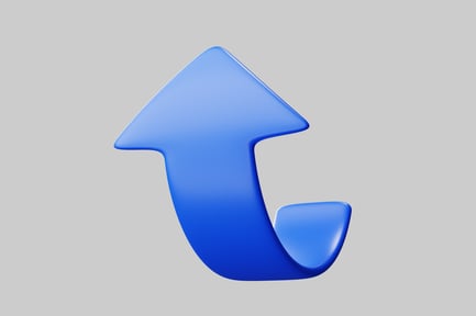 Preview: Blue curled arrow graphic element