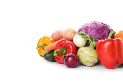Preview: Composition with ripe vegetables isolated on white background