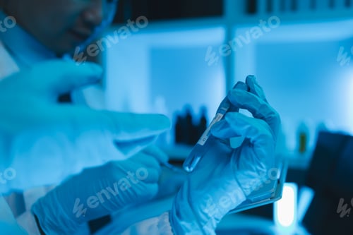 Preview: lab, team of medical research scientists work on a new generation disease cure, they use scientific
