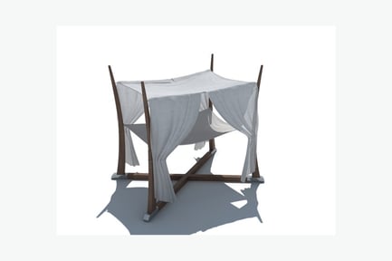 Preview: Wooden canopy structure with draped cloth