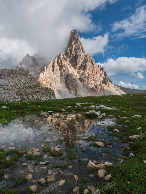 Preview: Dolomites mountain reflecting in the pond