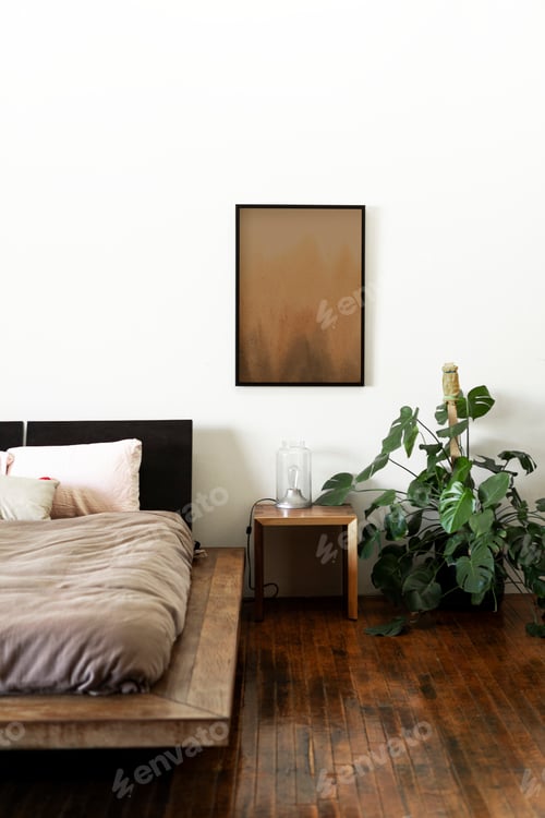 Preview: Rustic bedroom with dark wooden floors