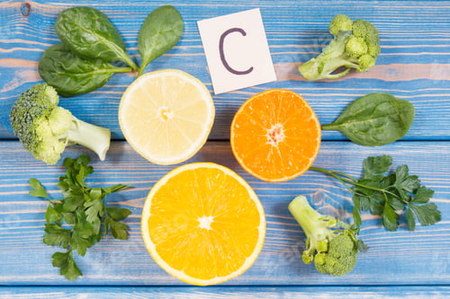 Preview: Healthy ripe fruits and vegetables containing vitamin C and minerals