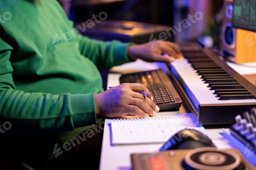 Preview: Creative Musician Composing Music at Keyboard Instrument