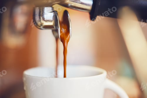 Preview: Detail of a coffee machine. Preparation of the espresso in coffee shop.