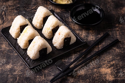 Preview: Onigiri, traditional japanese dish with rice