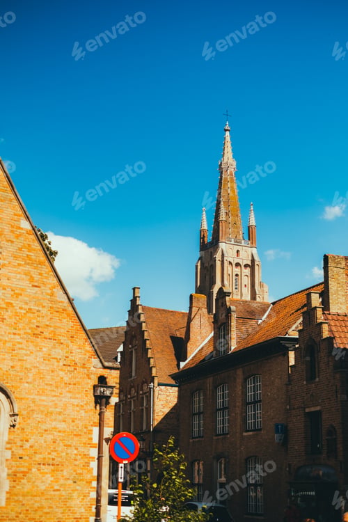 Preview: Church of Our Lady tower in historical centre of Bruges, Belgium.