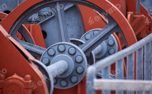 Preview: Close-up of a large orange mechanical part