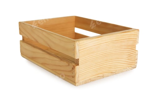 Preview: Wooden crate on white background. Shipping container