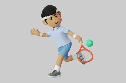 Preview: Cartoon tennis player with racket
