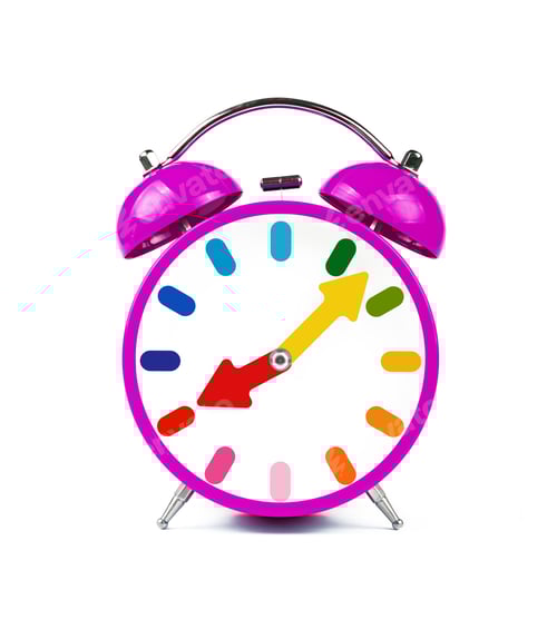 Preview: One purple retro alarm clock isolated on white