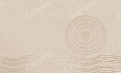 Preview: Sand beach texture with simple spiritual patterns in Japanese Zen Garden with circles and lines
