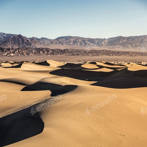 Preview: Shadowed Mesquite Flat Sand Dunes in Death Valley National Park, California, USA
