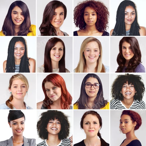 Preview: Women as one. Composite image of a diverse group of smiling women.