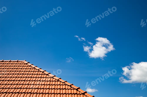 Preview: new red tiles roof and blue sky
