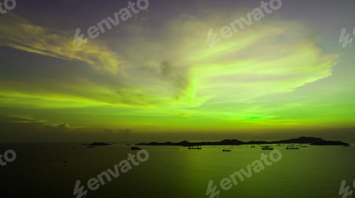 Preview: Landscape view of sunset at cargo crane