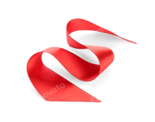 Preview: Simple red ribbon on white background. Festive decoration