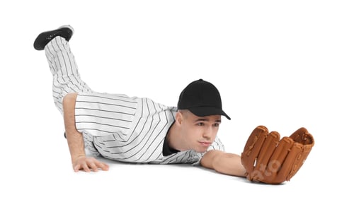 Preview: Baseball player with glove on white background