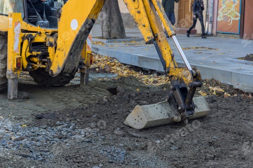 Preview: Excavator tractor equipment construction works on a construction site