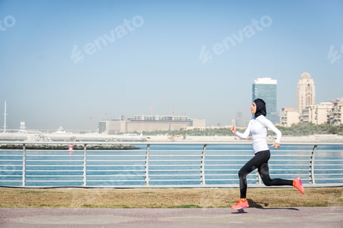 Preview: Arabian woman training outdoors
