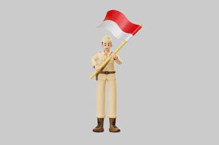 Preview: Flag bearer cartoon character