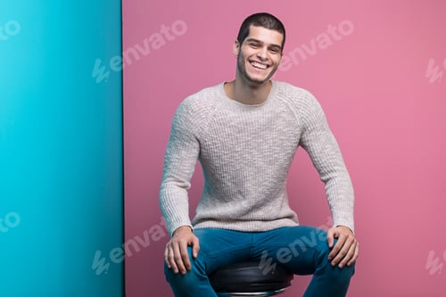 Preview: Laughing man studio portrait