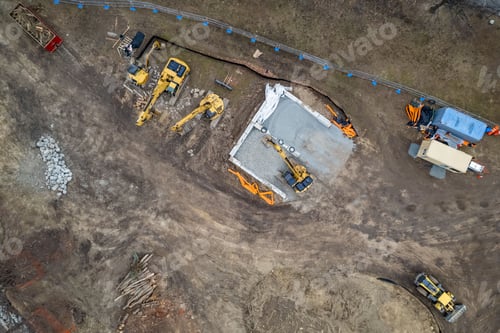 Preview: Aerial view over the new construction of a park in Sleepy Hollow,