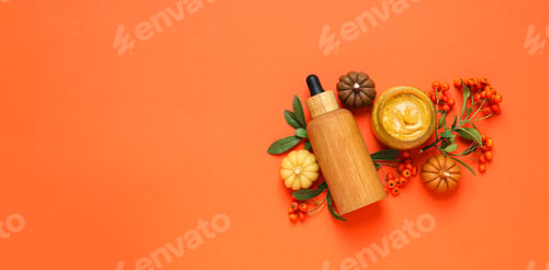 Preview: Skin care and face care concept - pumpkin cosmetic