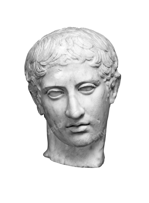 Preview: Antique marble head of a youth male isolated