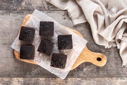 Preview: Homemade chocolate brownies with sugar powder