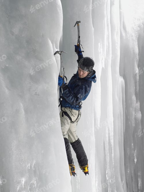 Preview: Man ice climbing