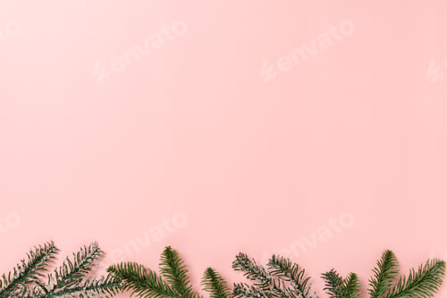Preview: Christmas Decoration on Pink Background with Copy Space