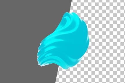 Preview: Blue Abstract Metalic Wavy And Bend Shape 3D Icon