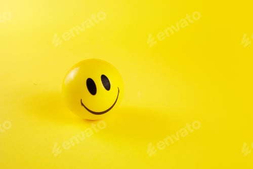 Preview: World smile day, smiley face ball on yellow background