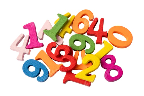 Preview: Math number colorful on white background, education study mathematics learning teach concept.