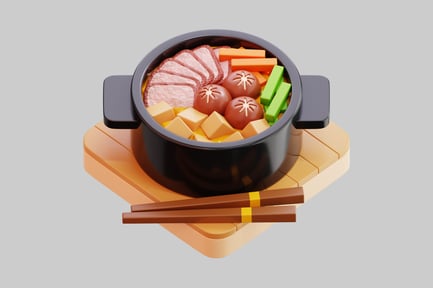Preview: Japanese Hot Pot Dish 3D Illustration