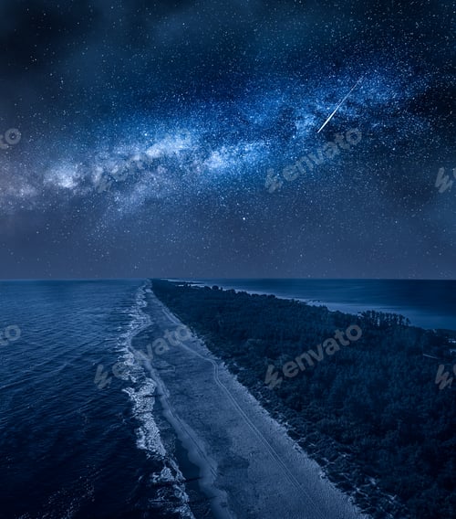 Preview: Milky way over peninsula Hel. Night at Baltic Sea, Poland.