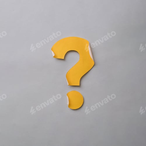 Preview: Yellow cut out question mark with curled edges