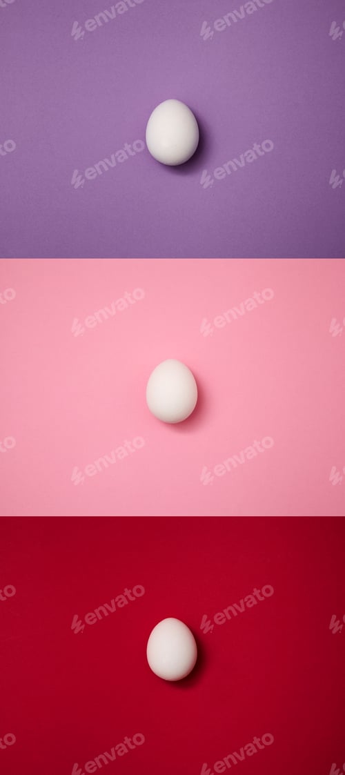 Preview: Eggs laid vertically on purple, pink, red background