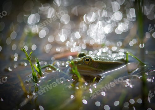 Preview: green frog on waters