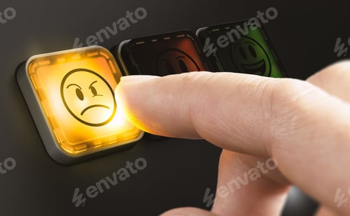 Preview: Unhappy customer leaving a negative feedback. Bad user experience.