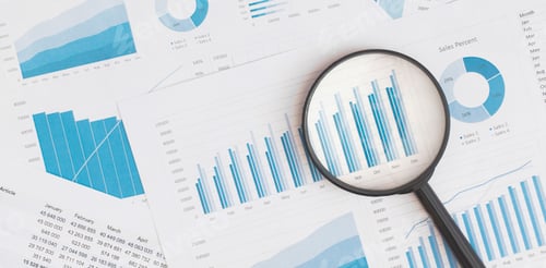 Preview: Business graphs, charts on table. Financial development, Banking Account, Statistics