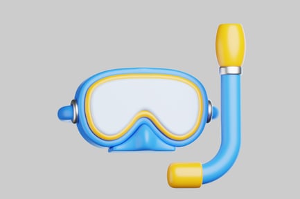 Preview: Snorkel mask with yellow and blue design