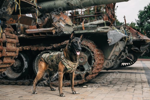 Preview: Malinois Dog in Bulletproof Vests. Working dog. Dog guard. Police and army dog.