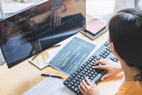 Preview: Young Professional programmer working at developing programming and website working in a software