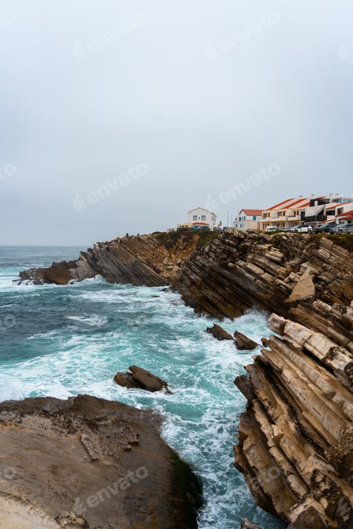 Preview: Baleal Island coastline with layered rock formations