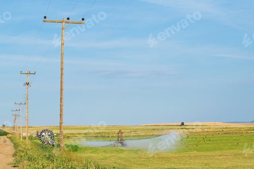 Preview: System with the self-propelled launcher in action in the fields on a sunny day.