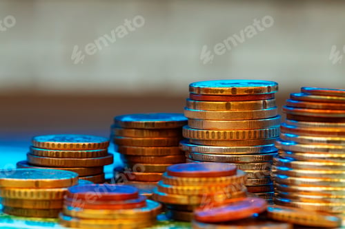 Preview: Close up of coins stacked on each other