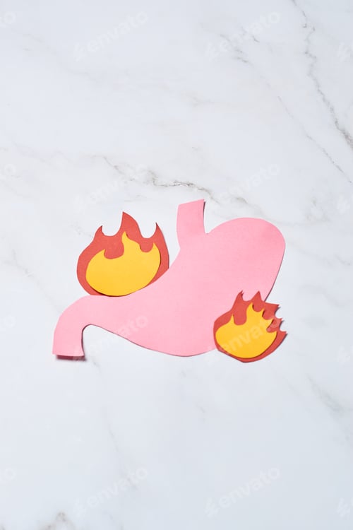Preview: Stomach on fire. Concept of gastritis and stomach ulcers.