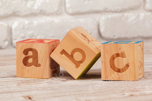 Preview: Wooden toy Blocks with the text: abc